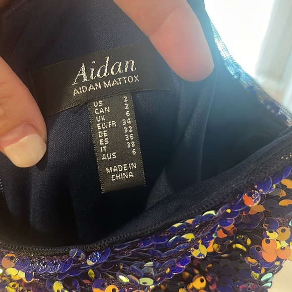 NWT - Aidan Mattox Multi Color Sequence Dress, Size 2 - Picture 5 of 6